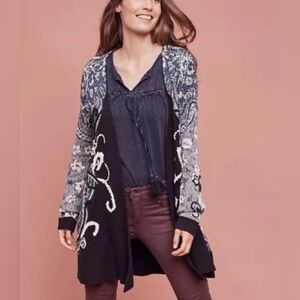 Anthropologie HWR Emmia Embroidered Cardigan size M